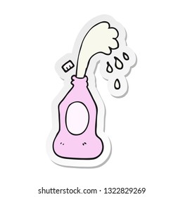 sticker of a cartoon squirting lotion bottle