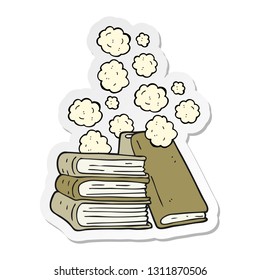 sticker of a cartoon stack of books
