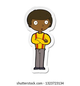 sticker of a cartoon staring boy