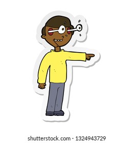 sticker of a cartoon staring man