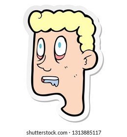 Sticker Of A Cartoon Staring Man Drooling