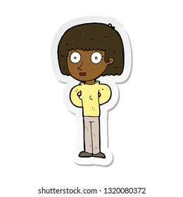 sticker of a cartoon staring woman