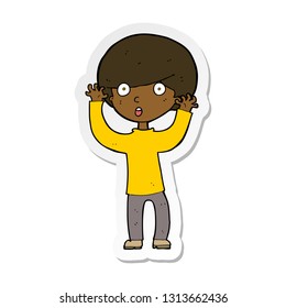 sticker of a cartoon startled boy
