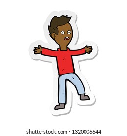 sticker of a cartoon startled boy
