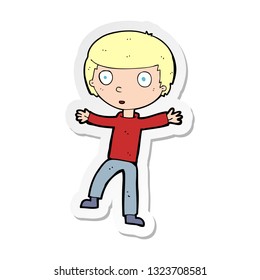 sticker of a cartoon startled boy