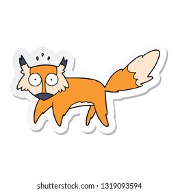 sticker of a cartoon startled fox