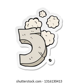 sticker of a cartoon stone number five