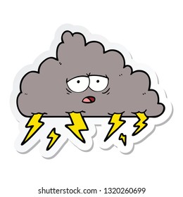 sticker of a cartoon storm cloud