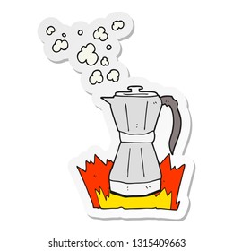 sticker of a cartoon stovetop espresso maker