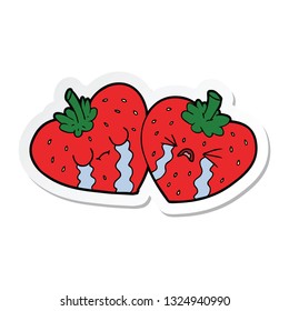 sticker of a cartoon strawberries