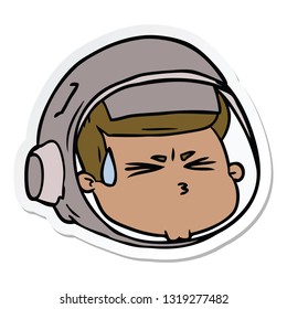 sticker of a cartoon stressed astronaut face