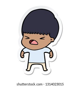 sticker of a cartoon stressed man