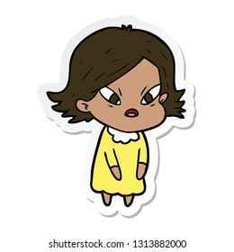 sticker of a cartoon stressed woman