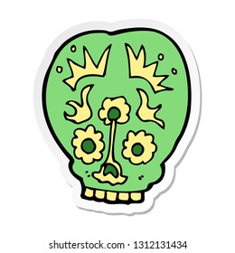 sticker of a cartoon sugar skull