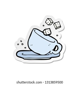 sticker of a cartoon sugarlumps and cup