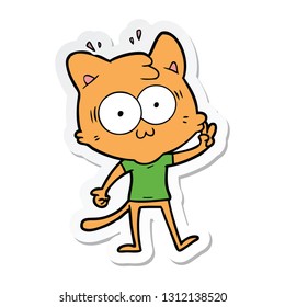 sticker of a cartoon surprised cat