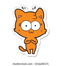 sticker of a cartoon surprised cat