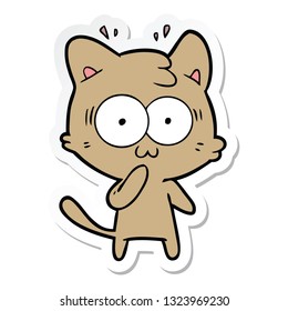 sticker of a cartoon surprised cat