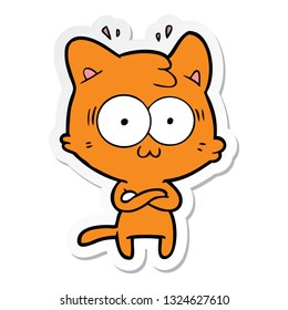 sticker of a cartoon surprised cat