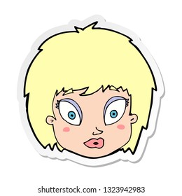 sticker of a cartoon surprised female face