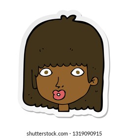 sticker of a cartoon surprised woman