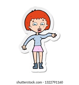 sticker of a cartoon surprised woman