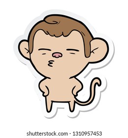 pegatina de un mono sospechoso de dibujos animados