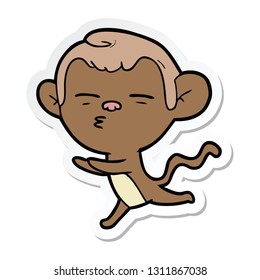 sticker of a cartoon suspicious monkey