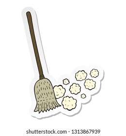 sticker of a cartoon sweeping brush