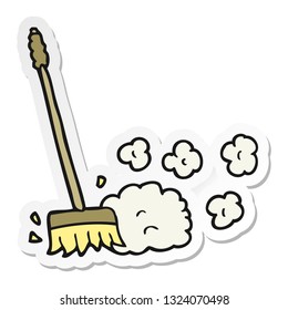 sticker of a cartoon sweeping brush