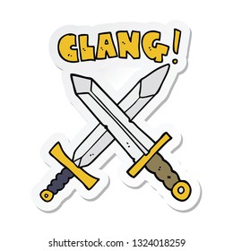 sticker of a cartoon sword fight