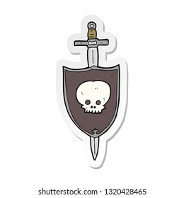 sticker of a cartoon sword and shield