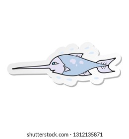 pegatina de un pez espada de dibujos animados