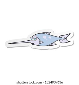 pegatina de un pez espada de dibujos animados