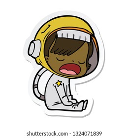 sticker of a cartoon talking astronaut