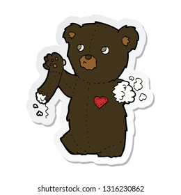 sticker cartoon teddy black bear and torn arm