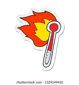 sticker of a cartoon temperature gauge getting too hot