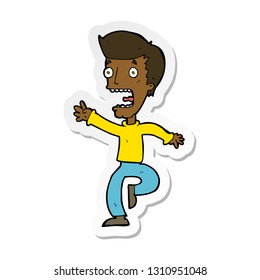 sticker of a cartoon terrified man