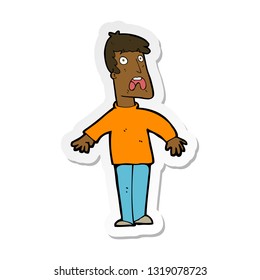 sticker of a cartoon terrified man