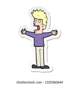 sticker of a cartoon terrified man