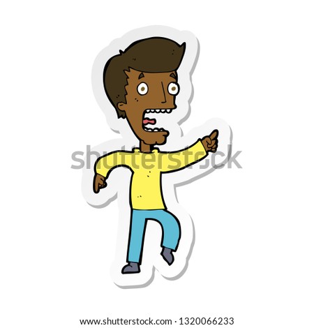 sticker of a cartoon terrified man