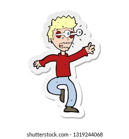 sticker of a cartoon terrified man with eyes popping out