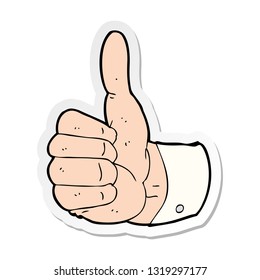 sticker of a cartoon thumbs up symbol