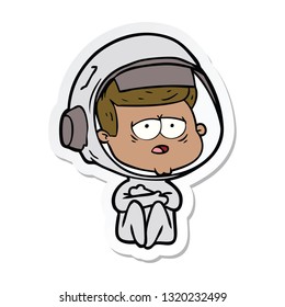 sticker of a cartoon tired astronaut