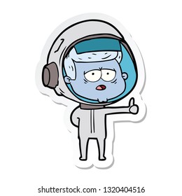 sticker of a cartoon tired astronaut