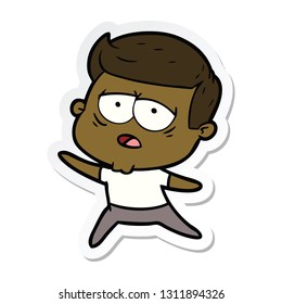 sticker of a cartoon tired man