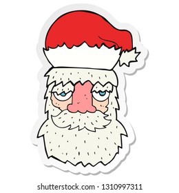 sticker of a cartoon tired santa claus face
