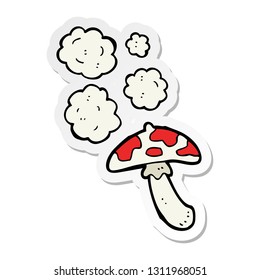 sticker of a cartoon toadstool