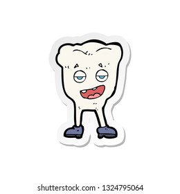 sticker of a cartoon tooth looking smug