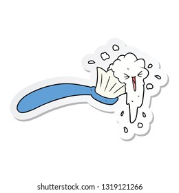 sticker of a cartoon toothbrush and toothpaste
